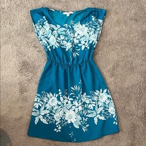 Forever 21 Teal Dress with White Floral Design